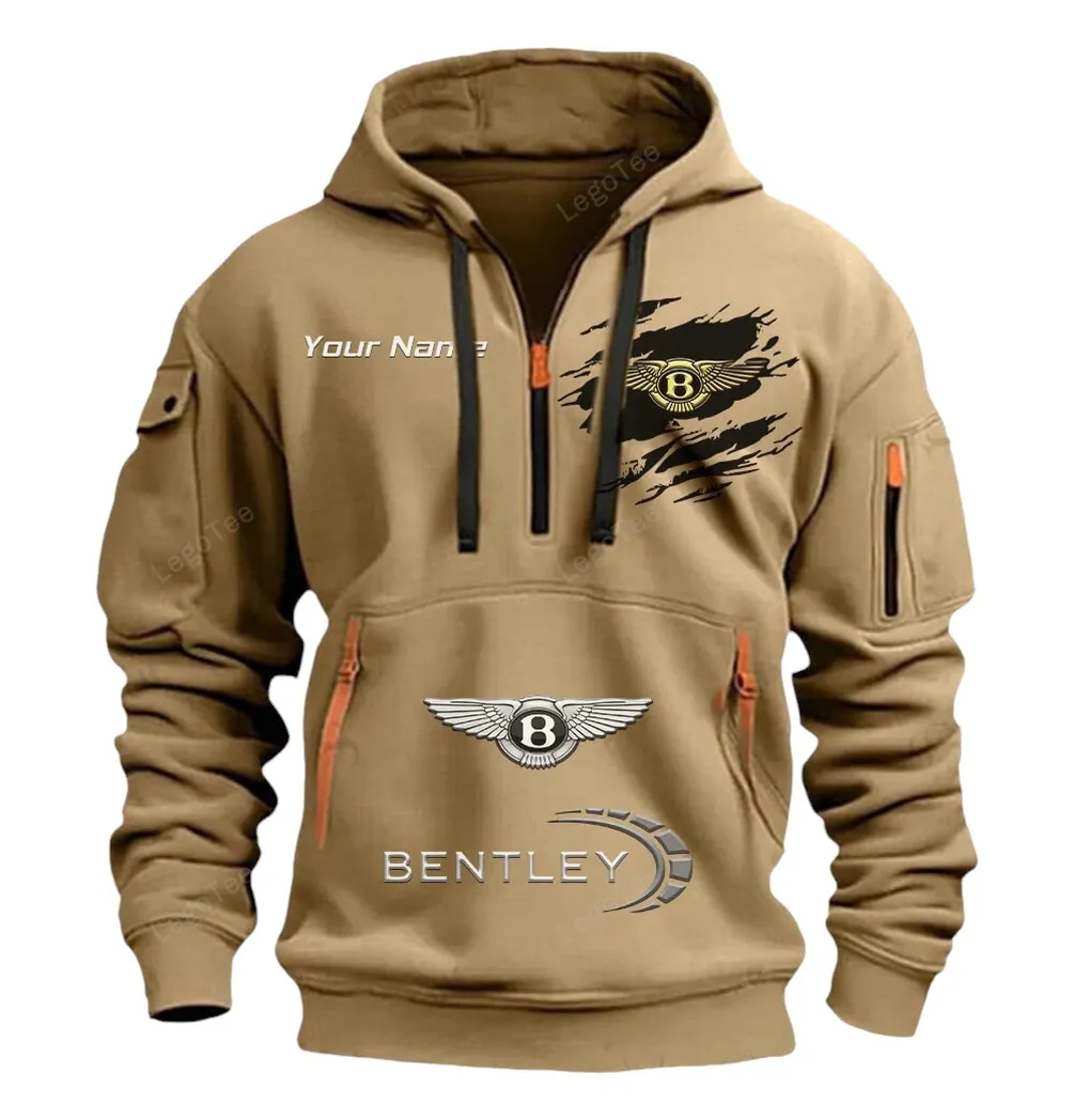 Bentley Half Zip Hoodie CAR113021425812, Best Gift for Him, Husband, Boyfriend - Khaki bentley half zip hoodie car113021425812 best gift for him husband boyfriend khaki b5qug