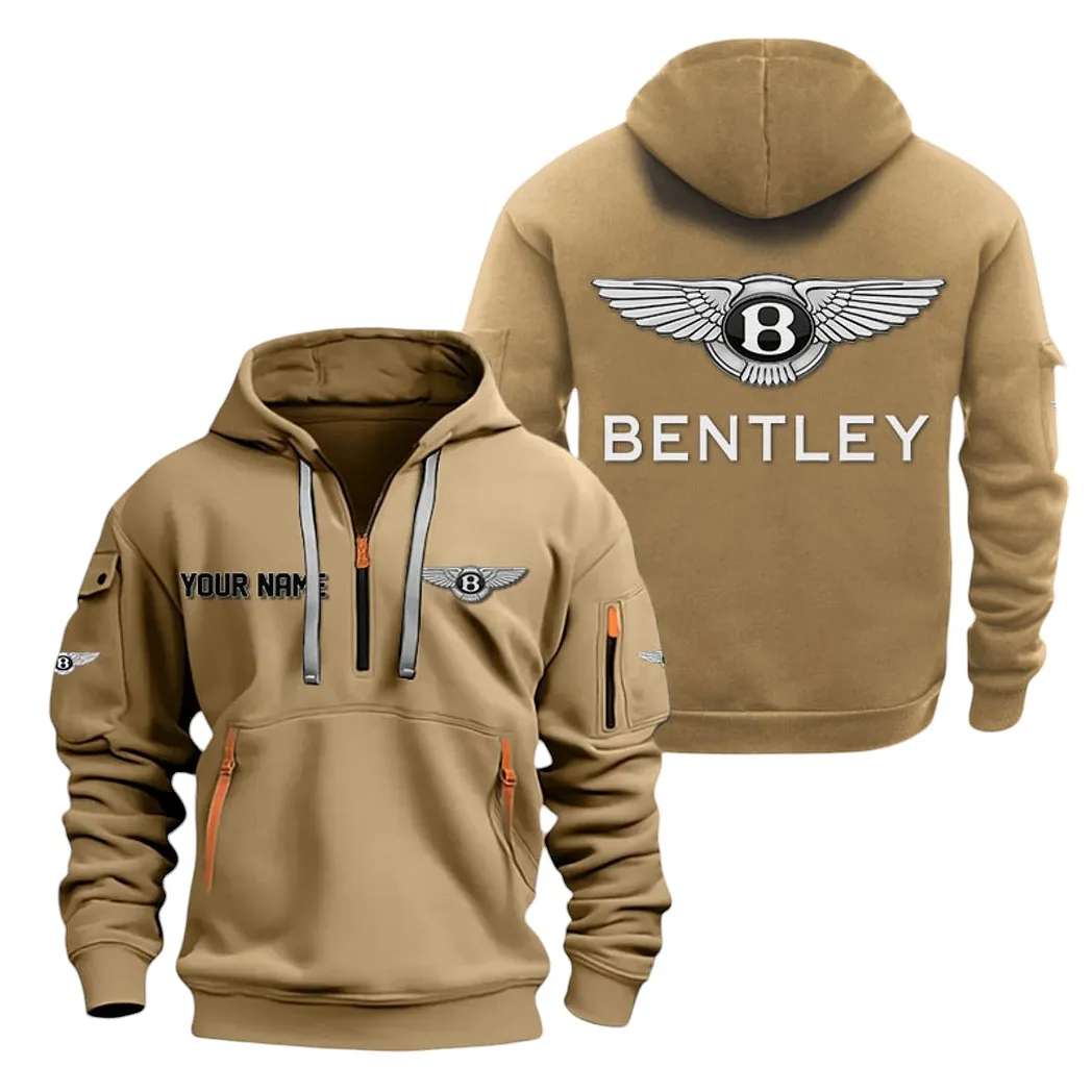 Bentley Half Zip Hoodie For Men, Gift For Bentley Lovers CAR20022125726 - Khaki