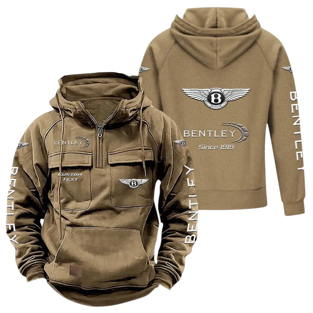 Bentley Tactical Quarter Zip Hoodie, Gift For Bentley Lovers, Gift For Him, Husband, Boyfriend - Khaki CAR96021425718-4