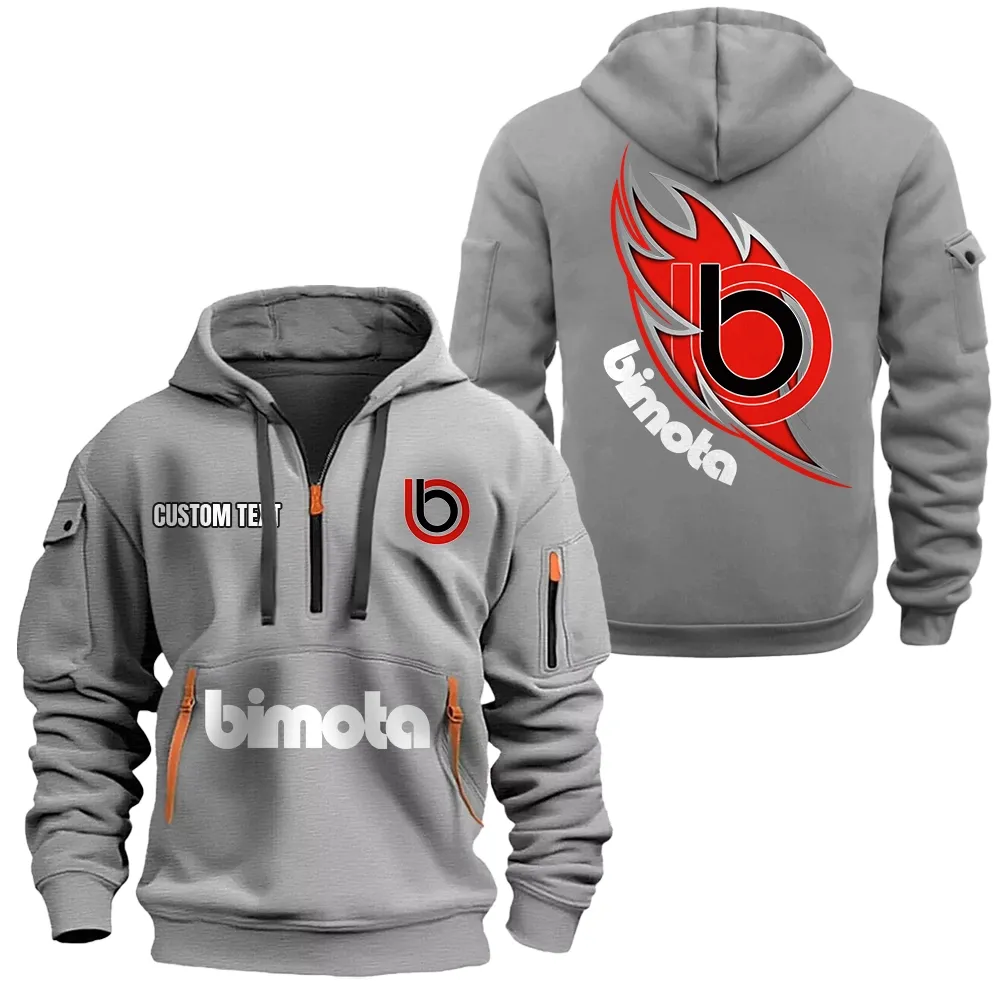 Bimota Hoodie Half Zipper CAR1701112027, CAR All Over Print Hoodie Half Zipper - Gray