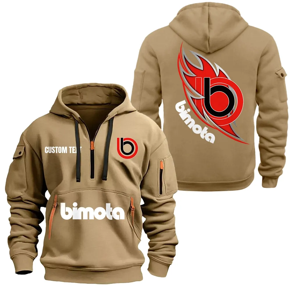 Bimota Hoodie Half Zipper CAR1701112027, CAR All Over Print Hoodie Half Zipper - Khaki