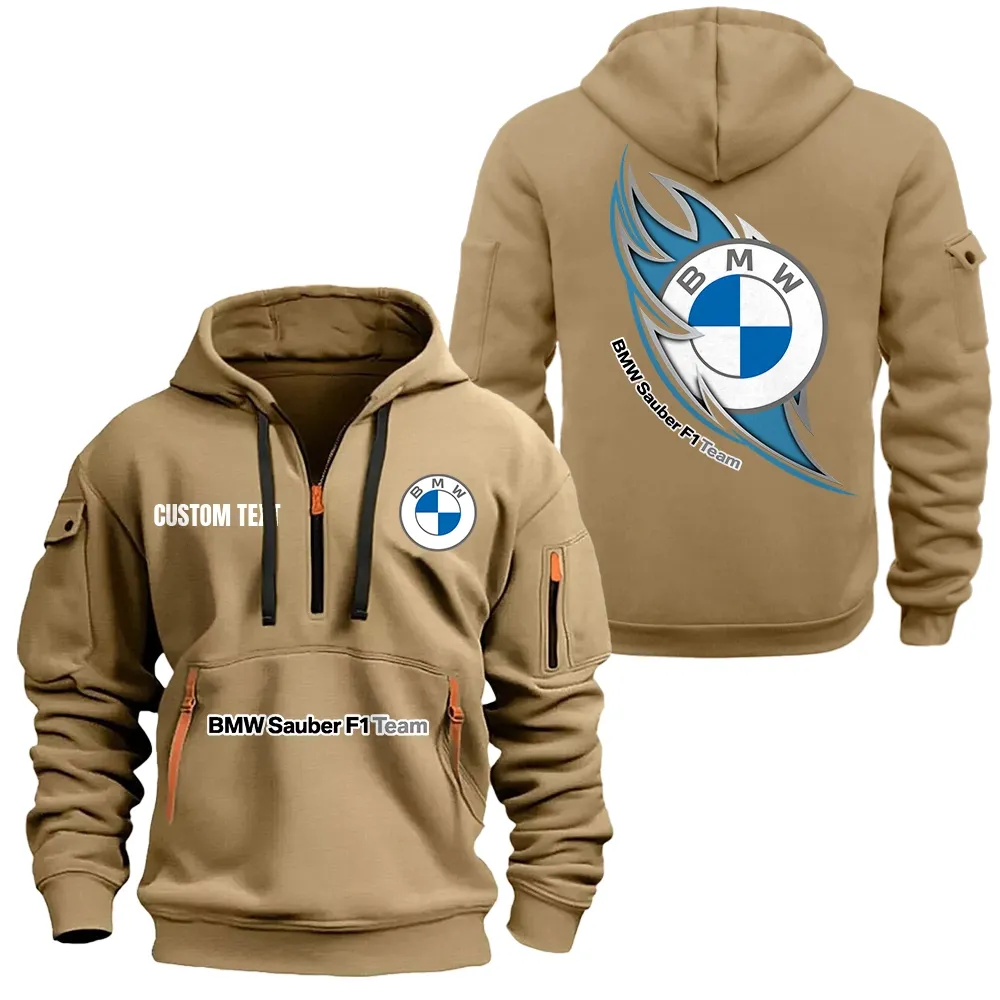 bmw f1 Hoodie Half Zipper CAR1701112028, CAR All Over Print Hoodie Half Zipper - Khaki