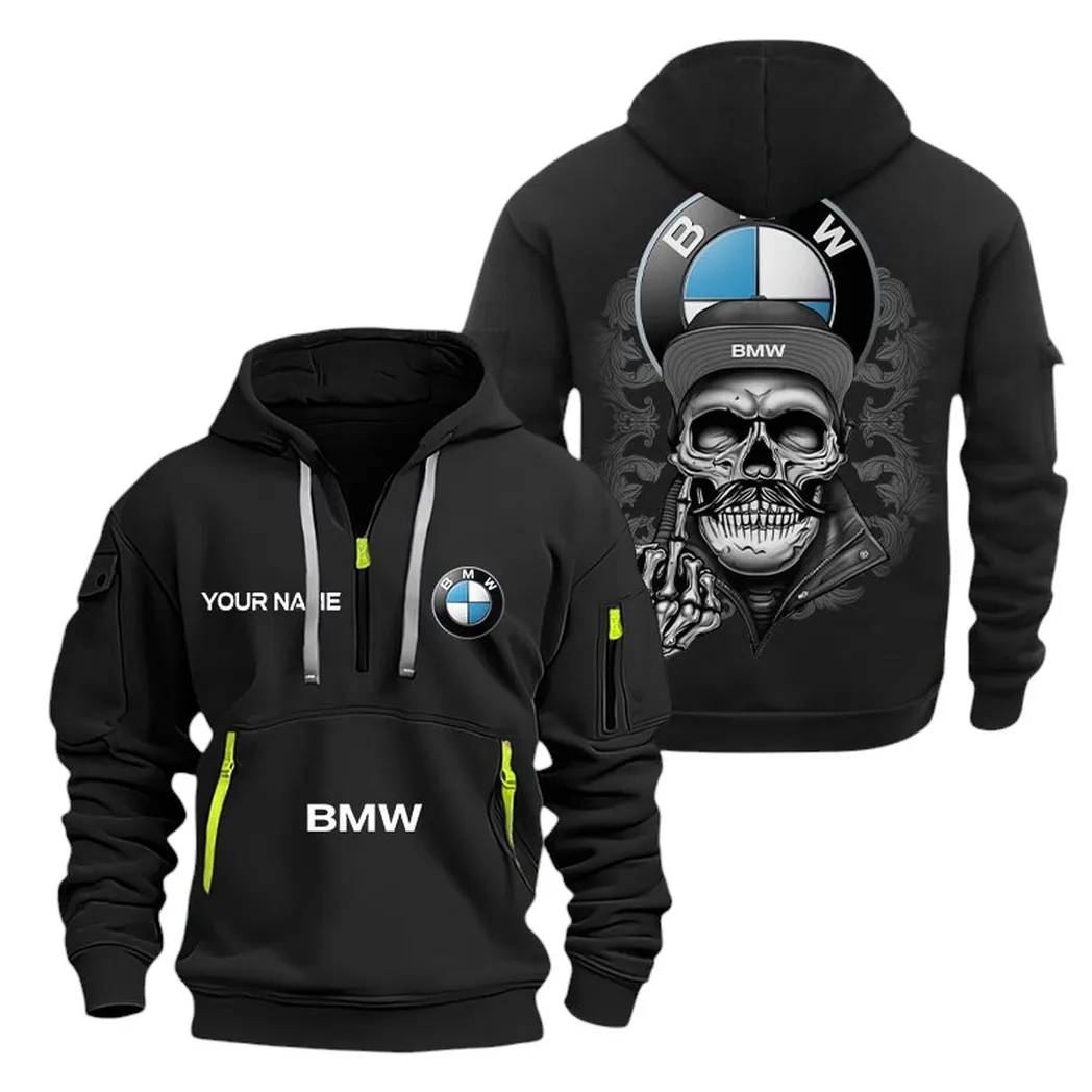 Bmw Half Zip Hoodie For Men, Gift For Bmw Fan CAR166022625114 - Black