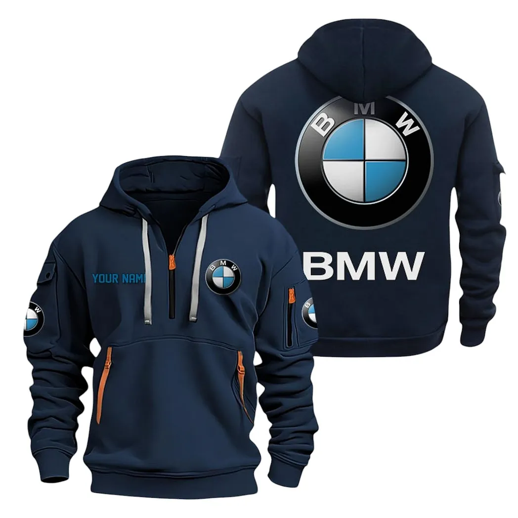 BMW Half Zip Hoodie For Men, Gift For BMW Lovers CAR20022125701 - Navy