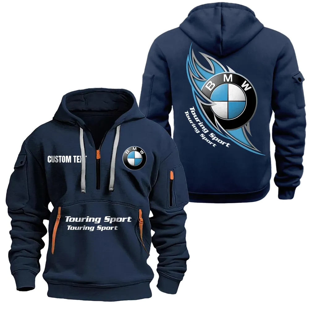 BMW Hoodie Half Zipper CAR1701112030, CAR All Over Print Hoodie Half Zipper - Navy