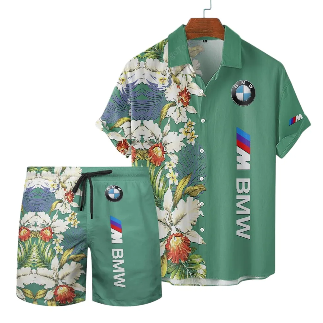 BMW M Hawaiian Shirt Set, Gift For BMW M Lovers, Gift For Him, Husband, Boyfriend CAR12303042508 - Green