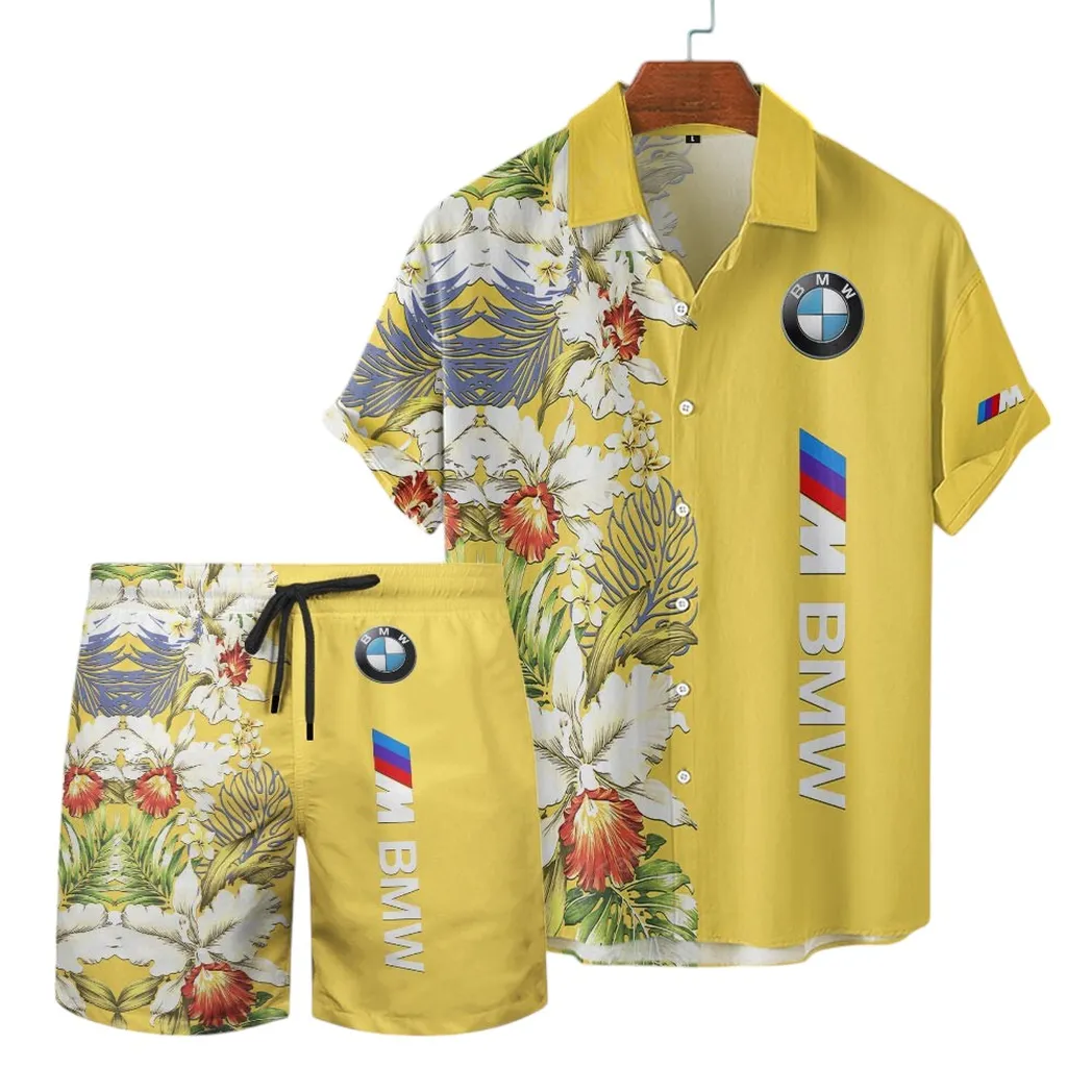 BMW M Hawaiian Shirt Set, Gift For BMW M Lovers, Gift For Him, Husband, Boyfriend CAR12303042508 - Yellow