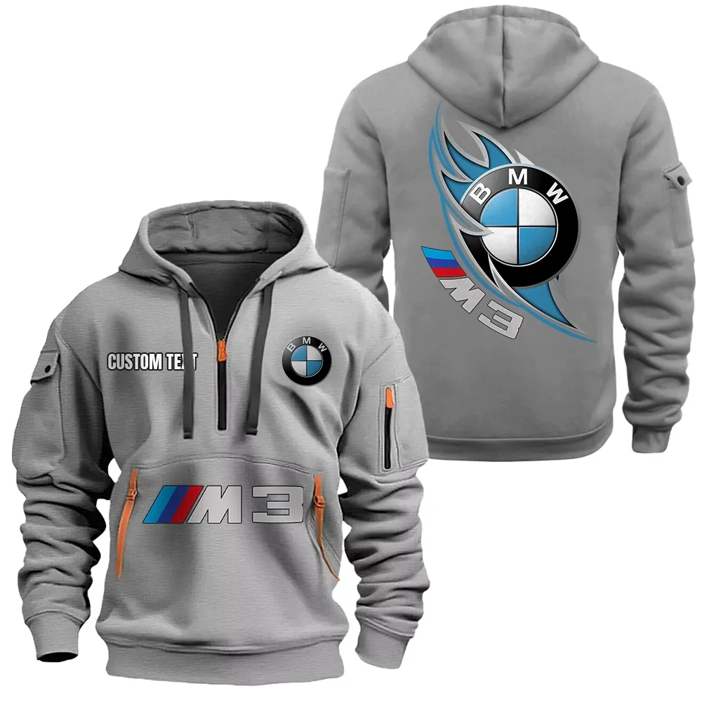 bmw m3 hoodie half zipper car1701112029 car all over print hoodie half zipper gray pdjkp