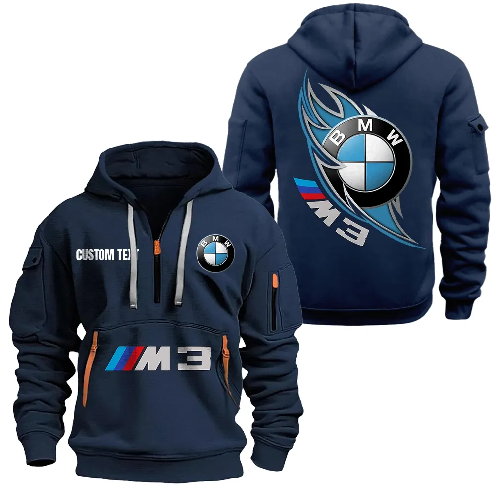 BMW M3 Hoodie Half Zipper CAR1701112029, CAR All Over Print Hoodie Half Zipper - Navy