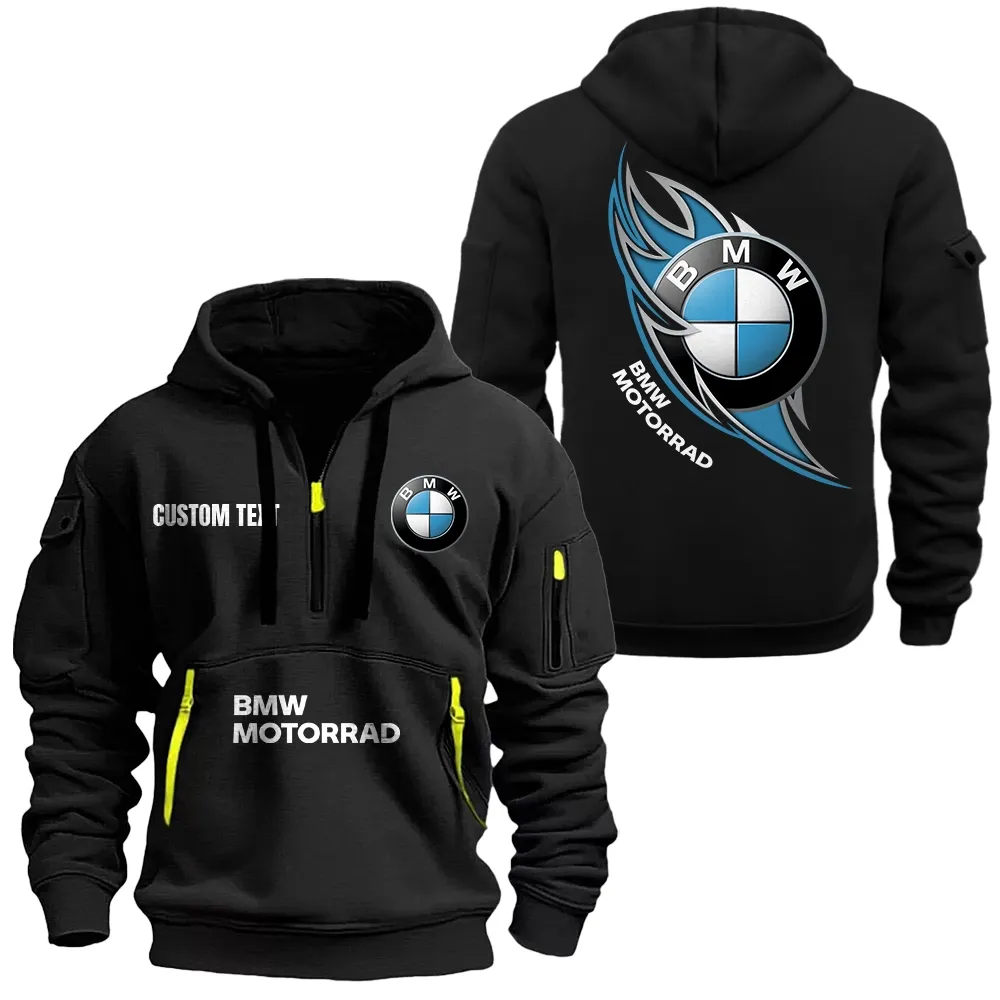 BMW Motorrad Hoodie Half Zipper CAR1701112032, CAR All Over Print Hoodie Half Zipper - Black