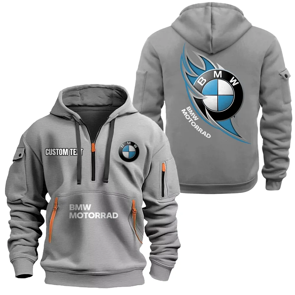 BMW Motorrad Hoodie Half Zipper CAR1701112032, CAR All Over Print Hoodie Half Zipper - Gray