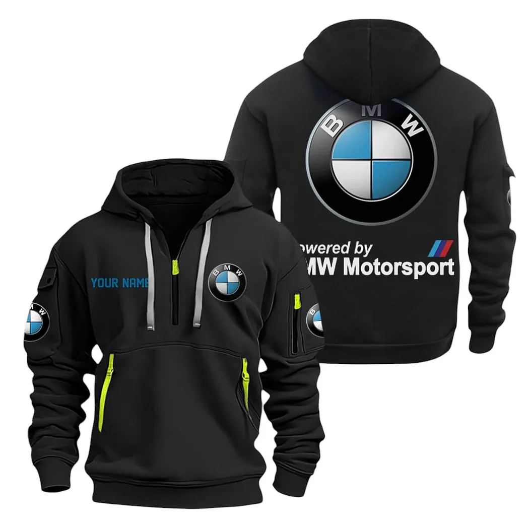 BMW Motorsport Half Zip Hoodie For Men, Gift For BMW Motorsport Lovers CAR20022125719 - Black