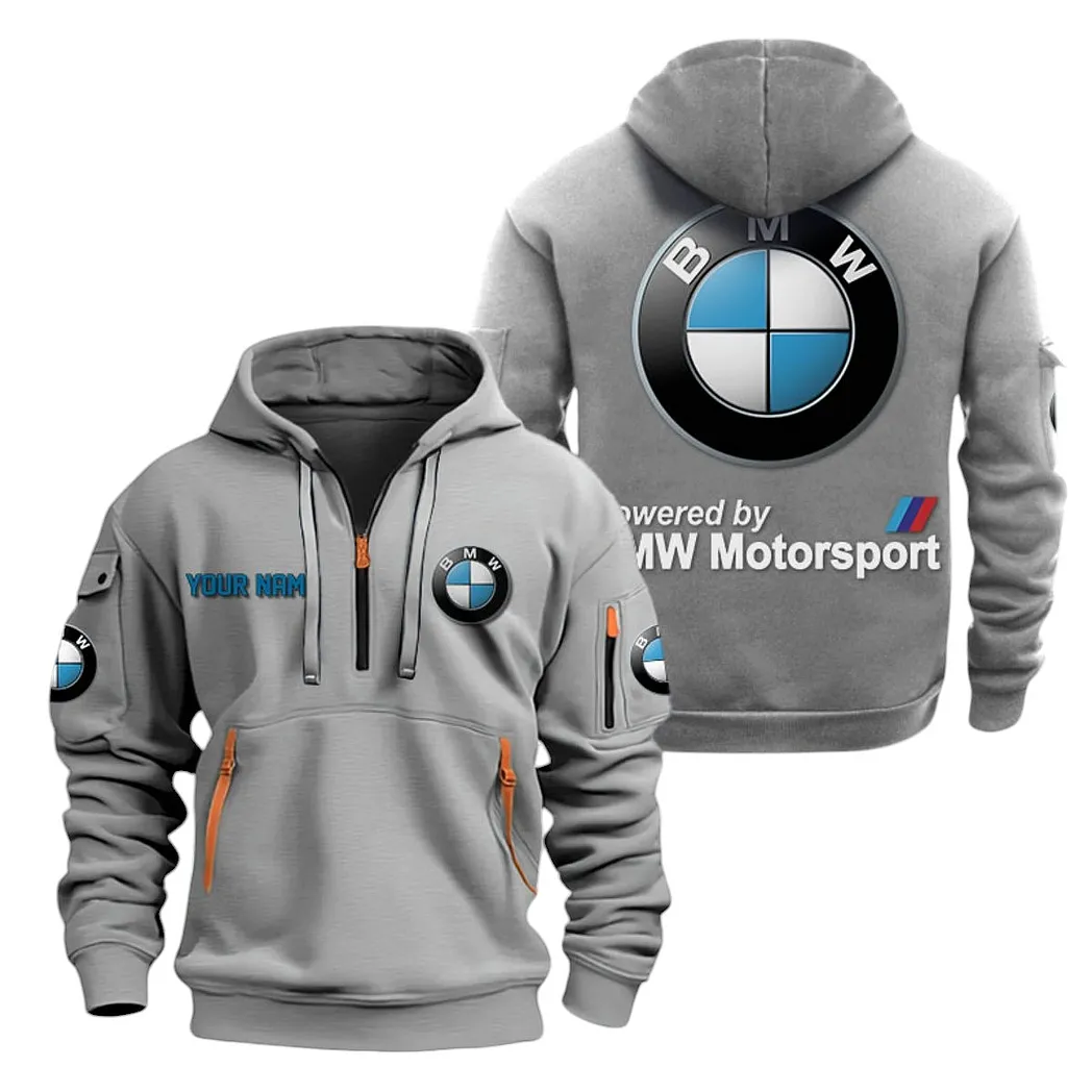 bmw motorsport half zip hoodie for men gift for bmw motorsport lovers car20022125719 gray e77m7