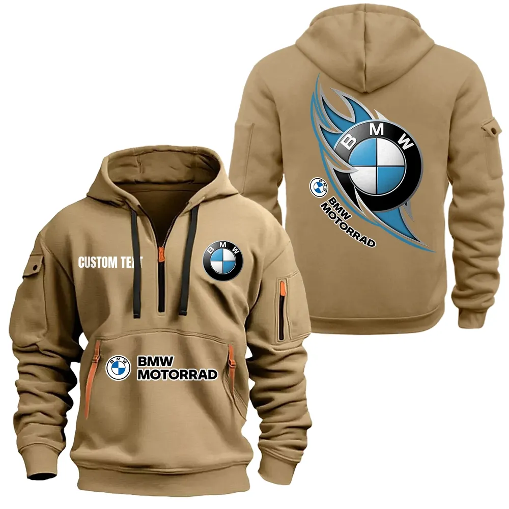 bmw motorsport Hoodie Half Zipper CAR1701112033, CAR All Over Print Hoodie Half Zipper - Khaki