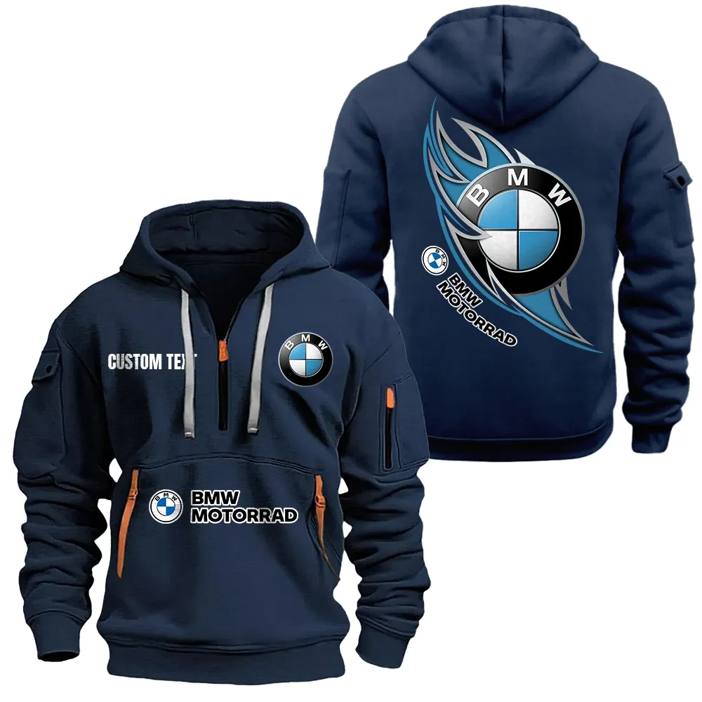 bmw motorsport Hoodie Half Zipper CAR1701112033, CAR All Over Print Hoodie Half Zipper - Navy