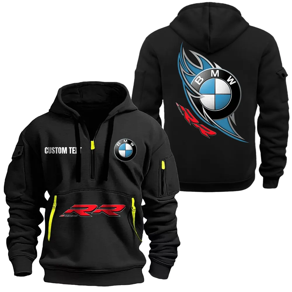 bmw s1000rr Hoodie Half Zipper CAR1701112035, CAR All Over Print Hoodie Half Zipper - Black