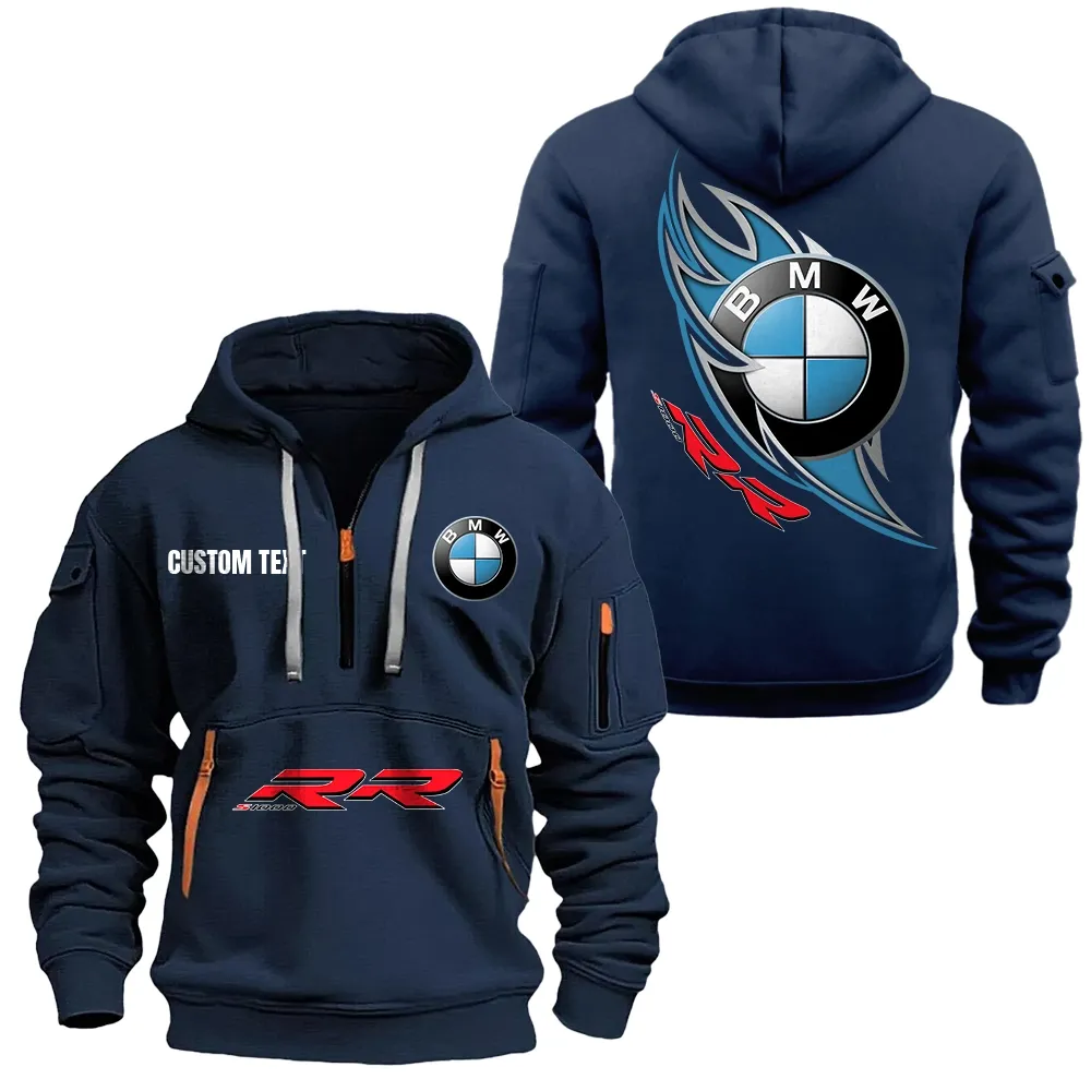 bmw s1000rr Hoodie Half Zipper CAR1701112035, CAR All Over Print Hoodie Half Zipper - Navy