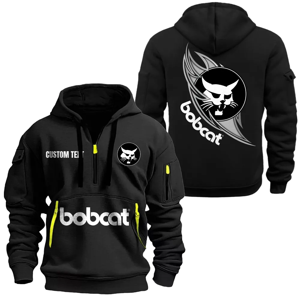 Bobcat Company Hoodie Half Zipper CAR1701112036, CAR All Over Print Hoodie Half Zipper - Black