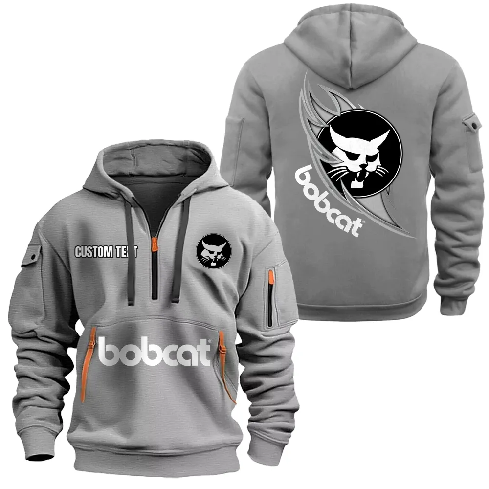 Bobcat Company Hoodie Half Zipper CAR1701112036, CAR All Over Print Hoodie Half Zipper - Gray