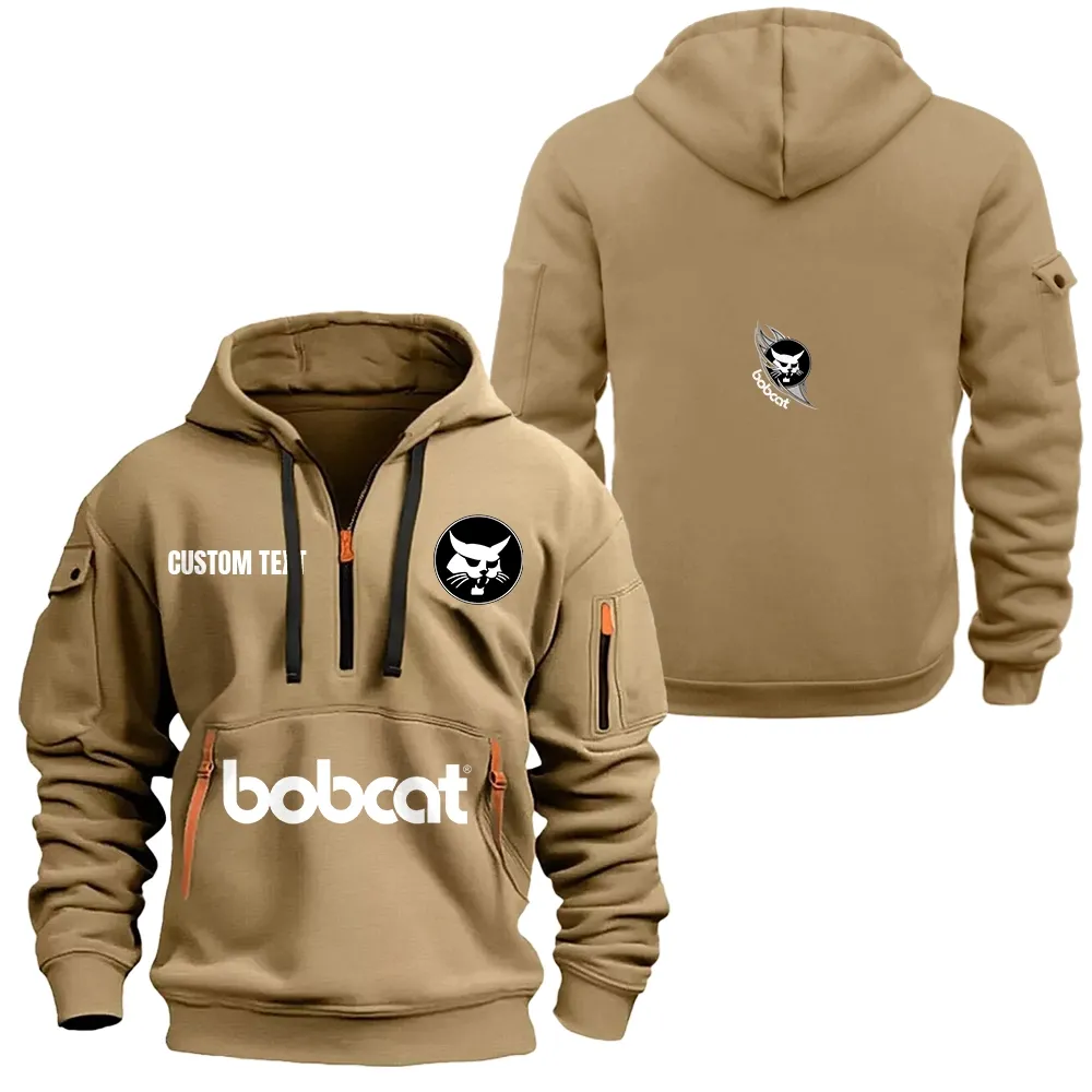 bobcat company hoodie half zipper car1701112036 car all over print hoodie half zipper khaki pnrrr