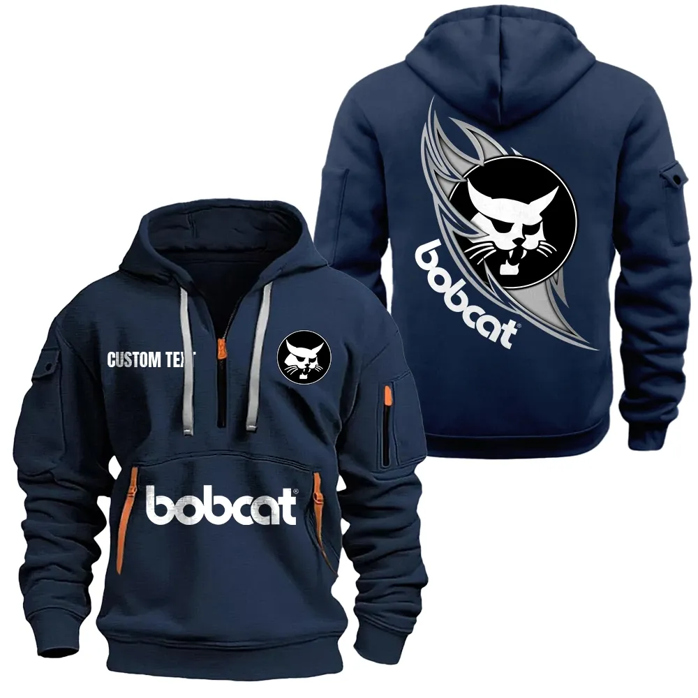 Bobcat Company Hoodie Half Zipper CAR1701112036, CAR All Over Print Hoodie Half Zipper - Navy