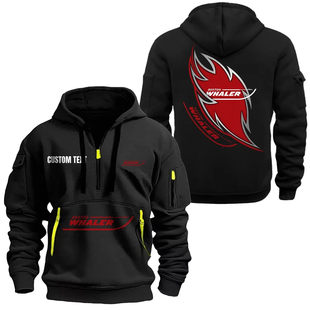 Boston Whaler Hoodie Half Zipper CAR1701112038, CAR All Over Print Hoodie Half Zipper - Black