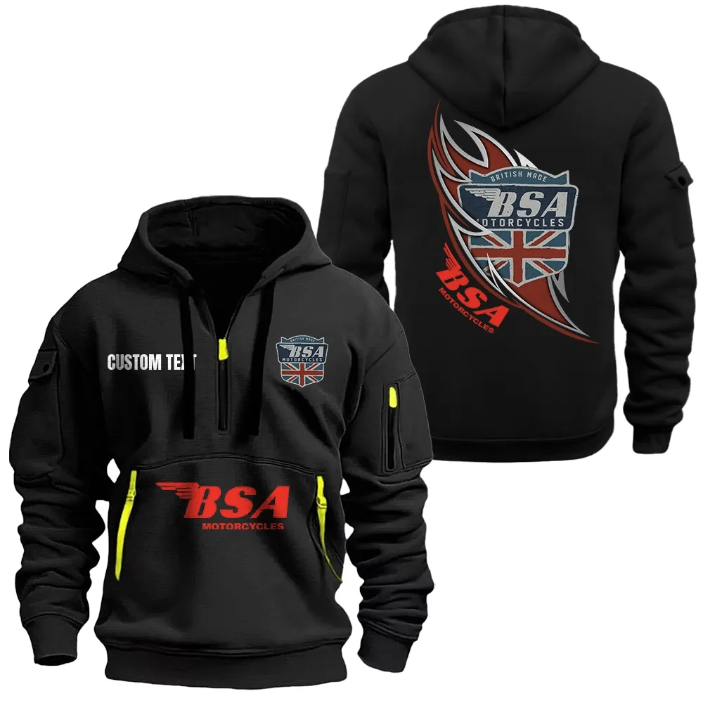 BSA Hoodie Half Zipper CAR1701112039, CAR All Over Print Hoodie Half Zipper - Black