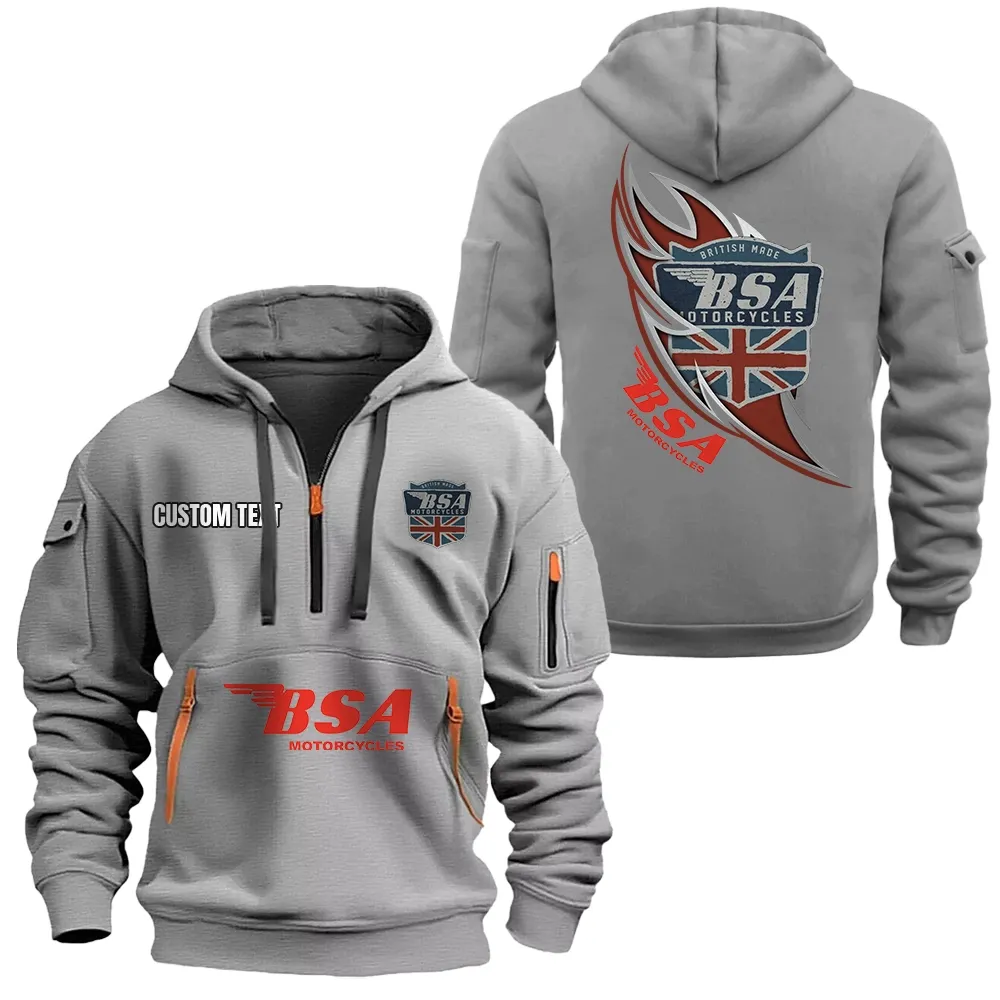 BSA Hoodie Half Zipper CAR1701112039, CAR All Over Print Hoodie Half Zipper - Gray