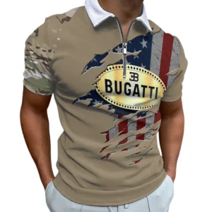 Bugati Zipper Polo Shirt, All Over Print Shirt For Bugati Fan CAR340213011-1