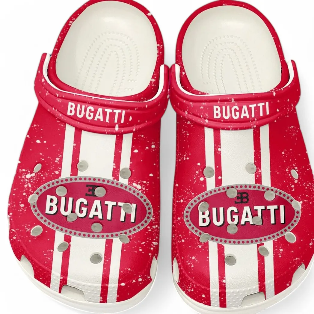 Bugatti Crocs, Gift For Bugatti Lovers, Gift For Him, Husband, Boyfriend CAR62022025047 - White