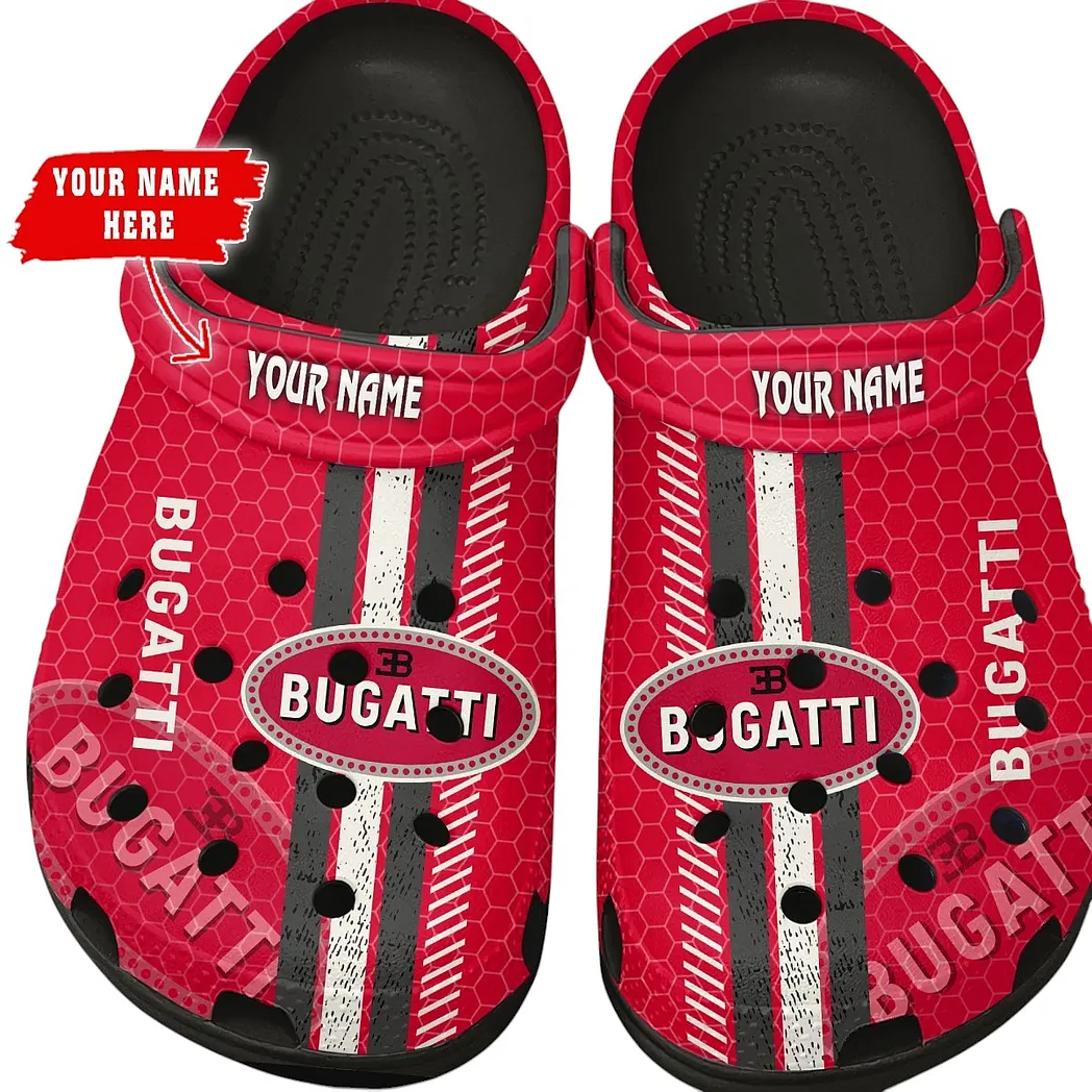 Bugatti Crocs Shoes Gift For Bugatti Lovers, Birthday Gift For Husband, Boyfriend CAR82022025568 - Black