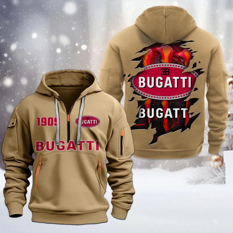bugatti half zip hoodie all over print half zip hoodies for men car198032780 khaki dunmc