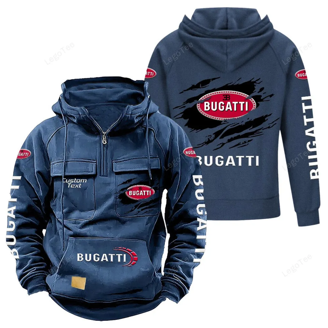 Bugatti Tactical Quarter Zip Hoodie, Gift For Bugatti Lovers, Gift For Him, Husband, Boyfriend - Dark Blue CAR122021425060-3