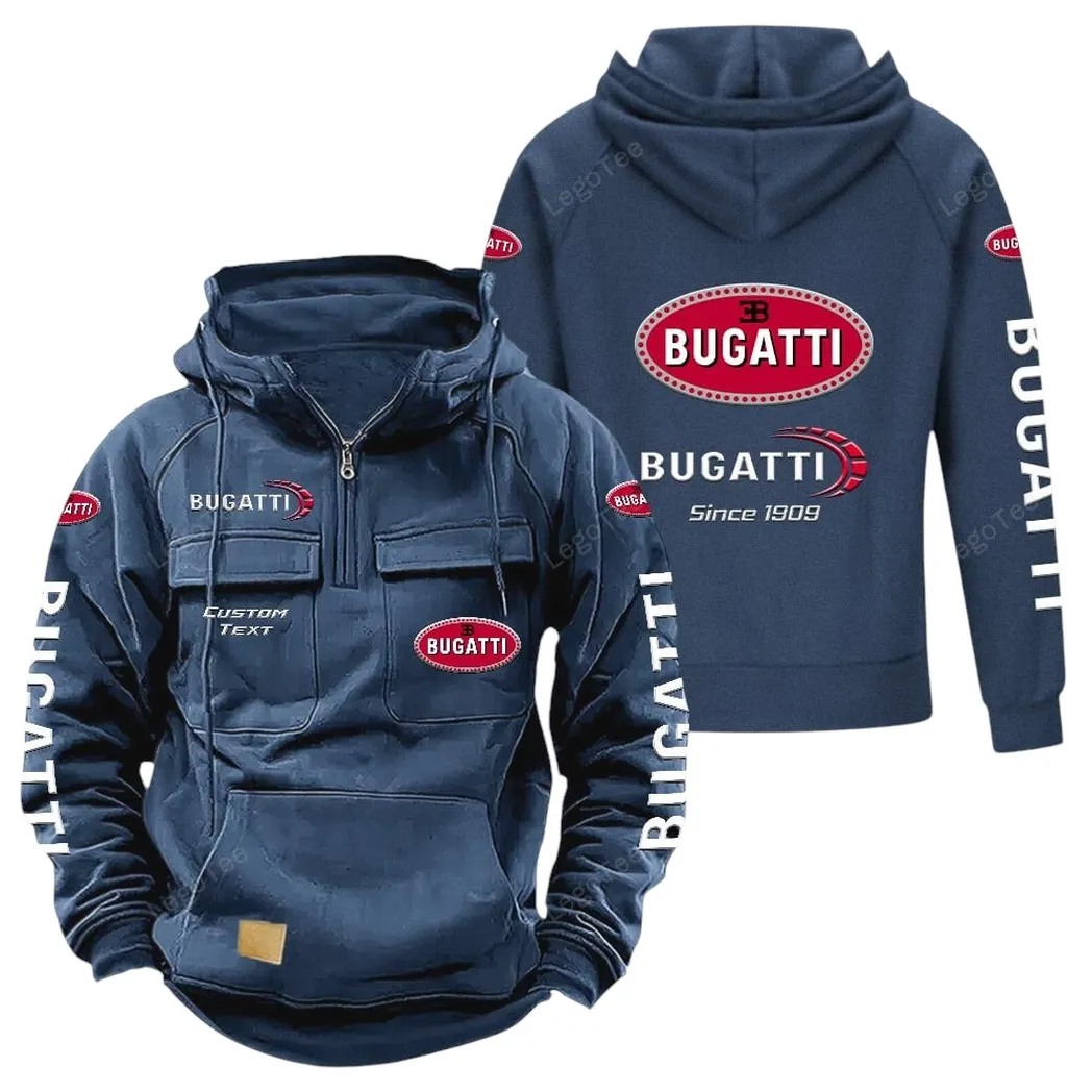 Bugatti Tactical Quarter Zip Hoodie, Gift For Bugatti Lovers, Gift For Him, Husband, Boyfriend - Dark Blue CAR96021425738-3