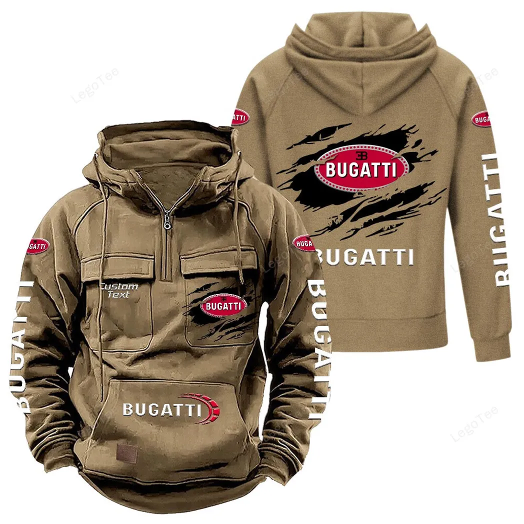 Bugatti Tactical Quarter Zip Hoodie, Gift For Bugatti Lovers, Gift For Him, Husband, Boyfriend - Khaki CAR122021425060-4