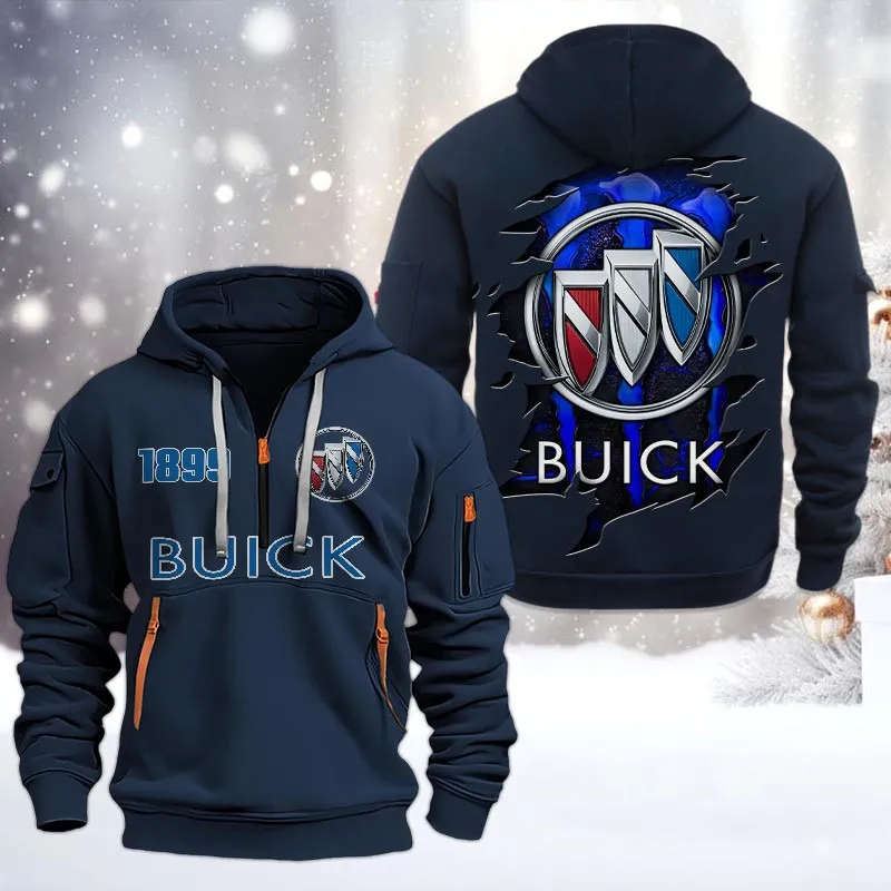 Buick Half Zip Hoodie, All Over Print Half Zip Hoodies For Men CAR198032753 - Navy