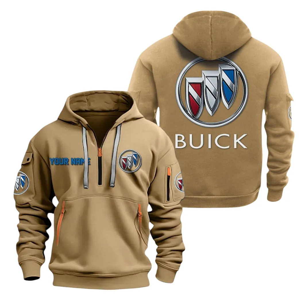 Buick Half Zip Hoodie For Men, Gift For Buick Lovers CAR20022125741 - Khaki