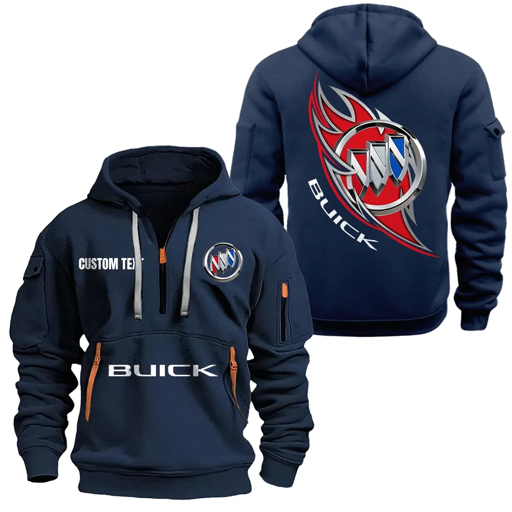Buick Hoodie Half Zipper CAR1701112042, CAR All Over Print Hoodie Half Zipper - Navy
