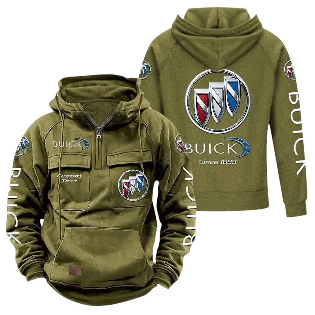 Buick Tactical Quarter Zip Hoodie, Gift For Buick Lovers, Gift For Him, Husband, Boyfriend - Army Green CAR96021425708-1