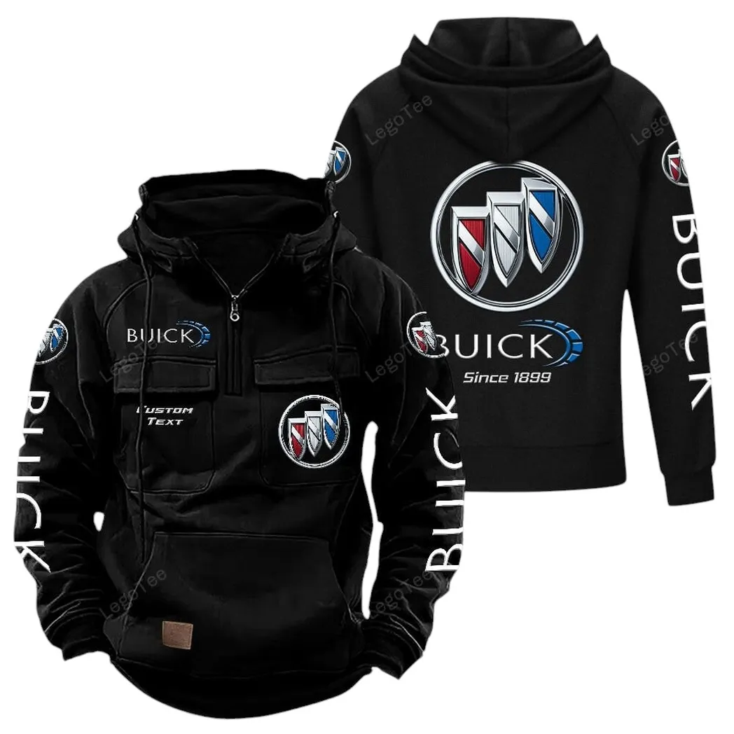 Buick Tactical Quarter Zip Hoodie, Gift For Buick Lovers, Gift For Him, Husband, Boyfriend - Black CAR96021425708-2