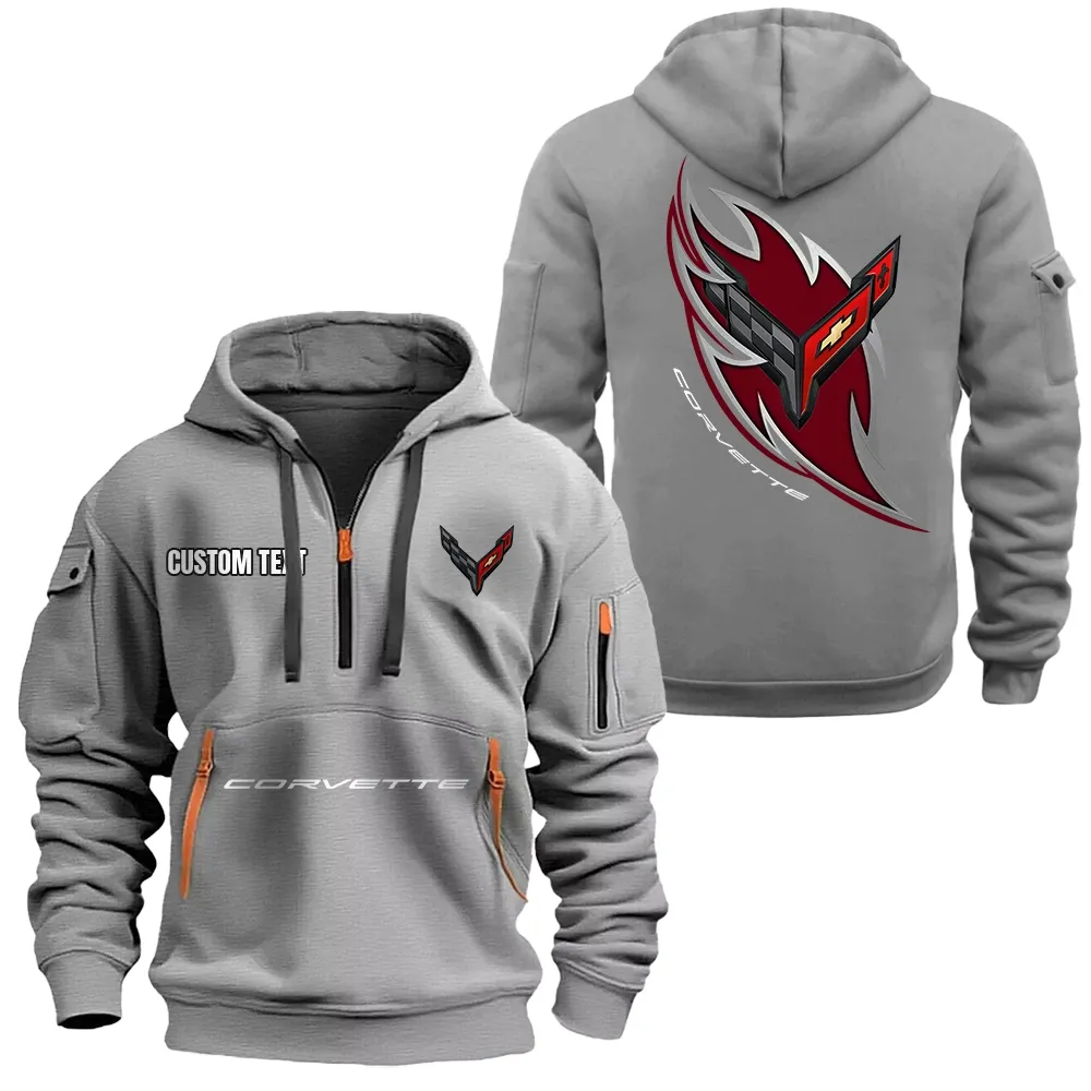 c8 corvette hoodie half zipper car1701112043 car all over print hoodie half zipper gray