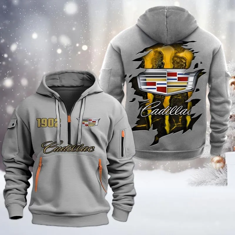 cadillac half zip hoodie all over print half zip hoodies for men car198032785 gray gpu7u