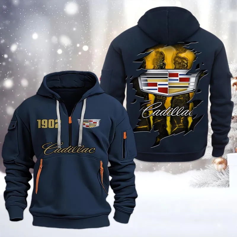 cadillac half zip hoodie all over print half zip hoodies for men car198032785 navy btwij