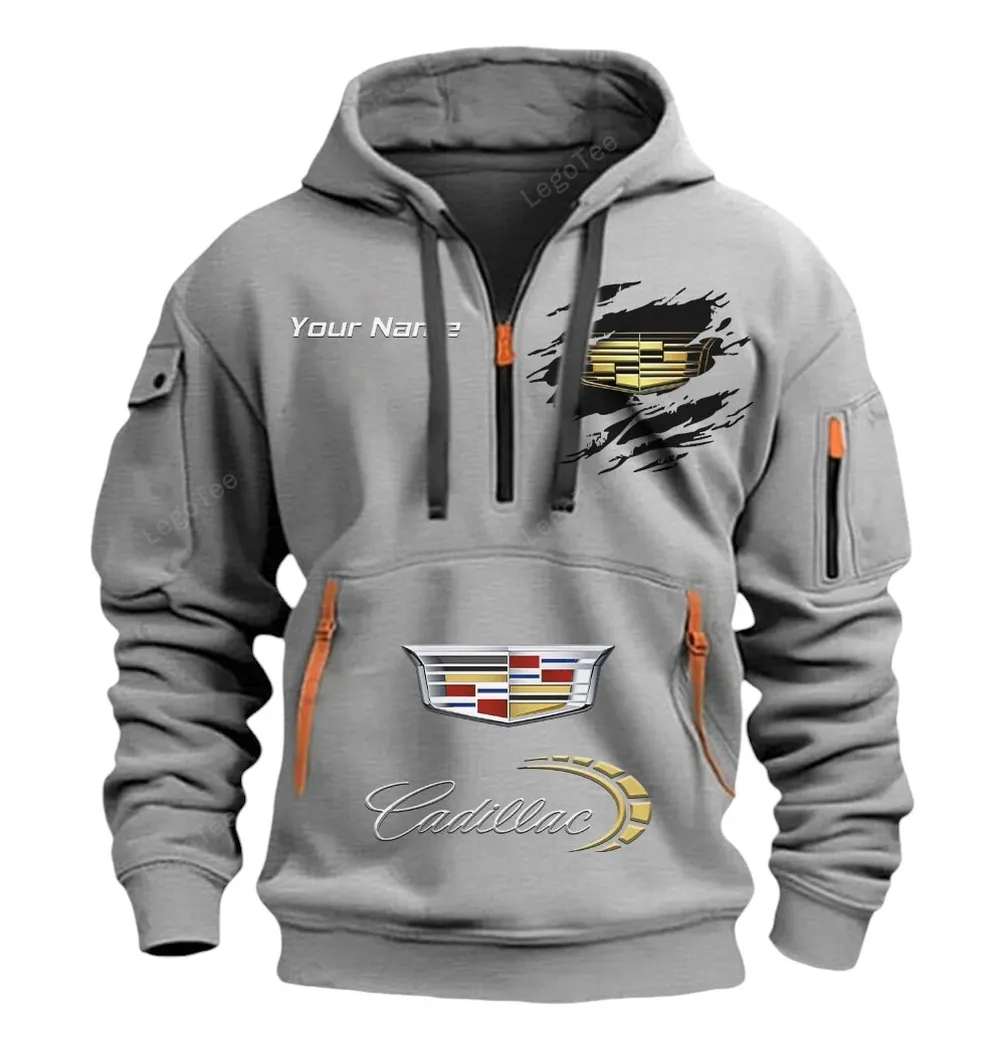 Cadillac Half Zip Hoodie CAR113021425808, Best Gift for Him, Husband, Boyfriend - Gray cadillac half zip hoodie car113021425808 best gift for him husband boyfriend gray dypj8