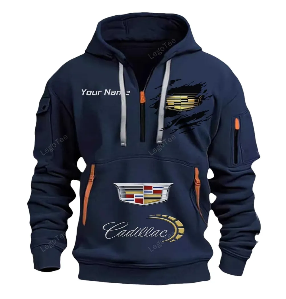 Cadillac Half Zip Hoodie CAR113021425808, Best Gift for Him, Husband, Boyfriend - Navy cadillac half zip hoodie car113021425808 best gift for him husband boyfriend navy dy8gw
