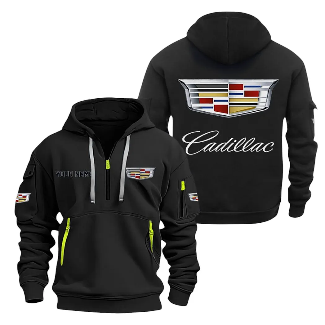 Cadillac Half Zip Hoodie For Men, Gift For Cadillac Lovers CAR20022125720 - Black