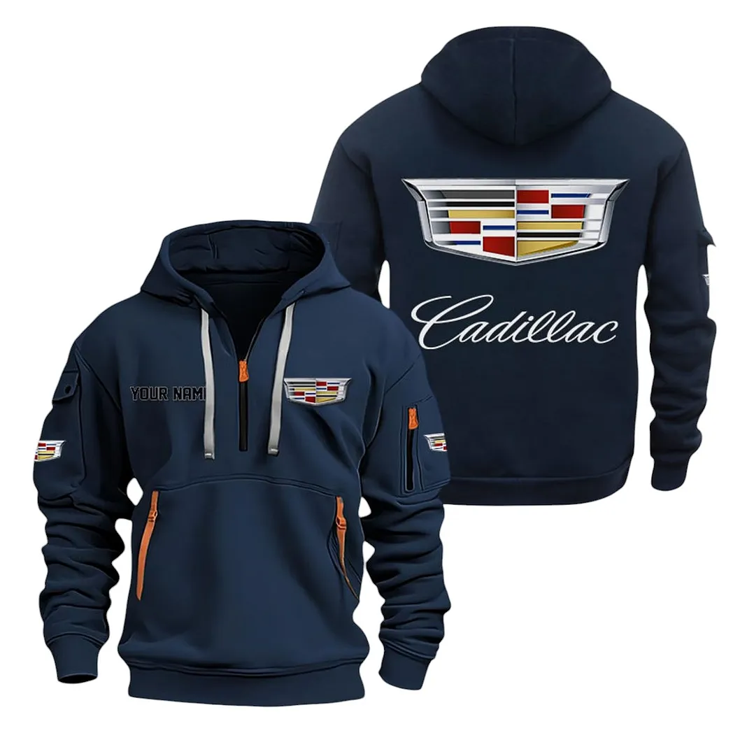 Cadillac Half Zip Hoodie For Men, Gift For Cadillac Lovers CAR20022125720 - Navy