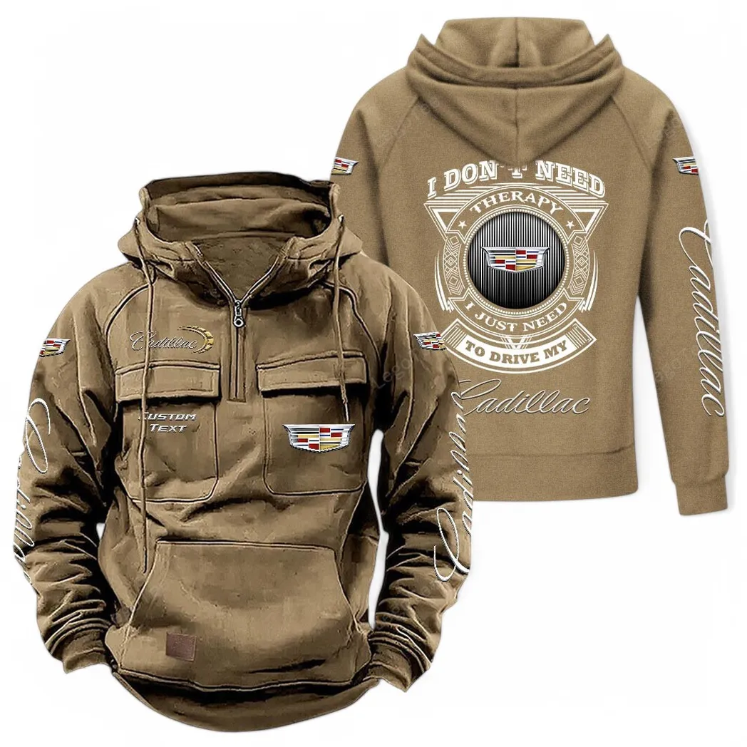 cadillac tactical quarter zip hoodie car106021525059 gifts for men him husband boyfriend khaki uyila