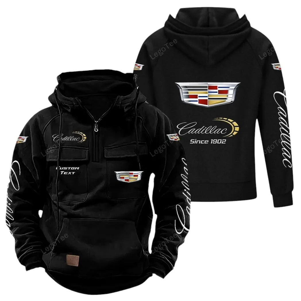 Cadillac Tactical Quarter Zip Hoodie, Gift For Cadillac Lovers, Gift For Him, Husband, Boyfriend - Black CAR96021425732-2