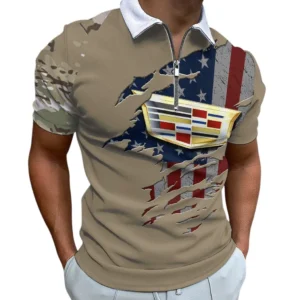 Cadillac Zipper Polo Shirt, All Over Print Shirt For Cadillac Fan CAR340213013-1